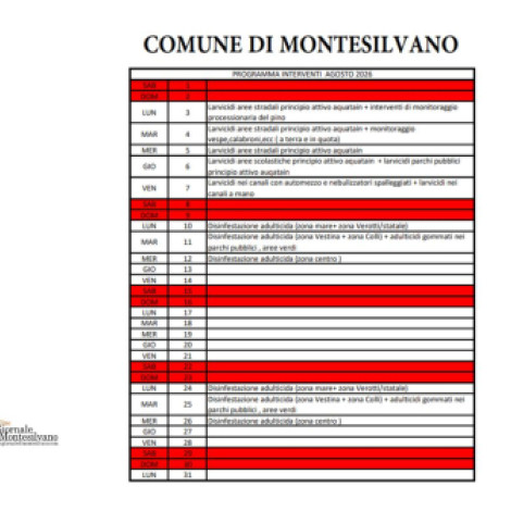 Montesilvano, disinfestazione e trattamento antilarvale pianificati 14 cicli