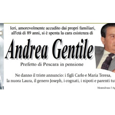 Montesilvano, addio a Andrea Gentile, Prefetto di Pescara in pensione, muore a 89 anni.