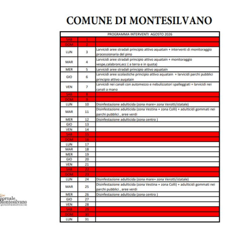 Montesilvano, disinfestazione e trattamento antilarvale pianificati 14 cicli