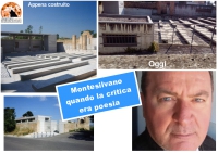 Nella foto l'Auditorium appena costruito e oggi - Ermanno Falco autore della poesia dedicata alla struttura