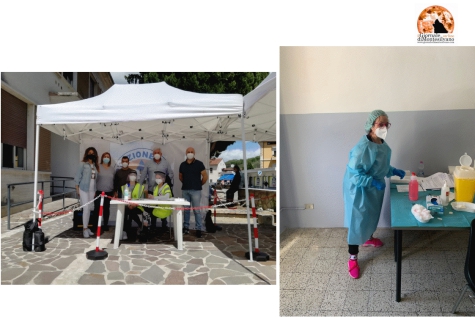 Lo staff di Bolognano nella sede Covid