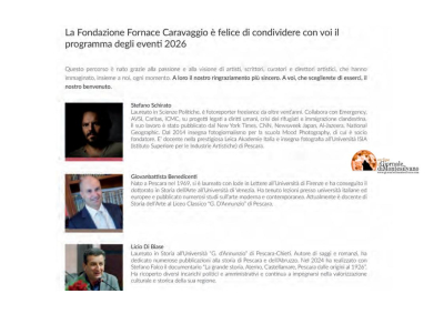 Pescara/Fornace Caravaggio, programma 2026