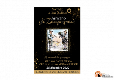 A Santo Stefano arrivano gli zampognari al Convento di San Giuliano a L’Aquila