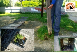 una serie di pericoli come l'altalena non saldata e i cavi scoperti