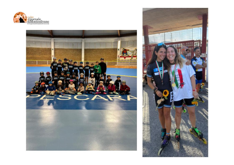 Nella foto 1: a sinistra Fabiola Marchione, a destra Serena Ricci Nella foto 2: squadra della Pescara Roller Team con gruppo di pre agonisti, agonisti categorie giovanissimi esordienti, agonisti categorie ragazzi allievi junior e senior