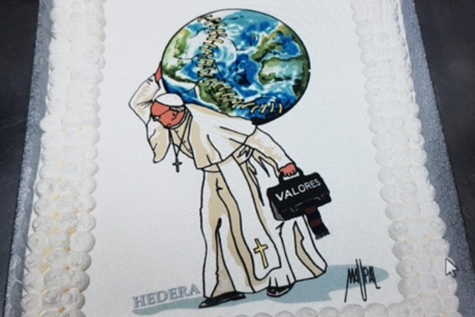 torta per il Papa firmata da Maupal street artist