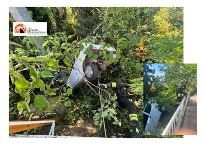 Città Sant'Angelo, auto fuori strada, sfonda ringhiera e finisce in una scarpata