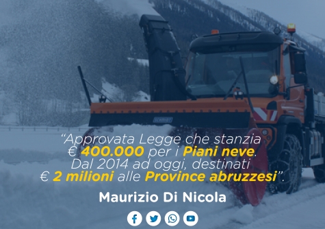 Abruzzo, risorse per Piano Neve e dissesto idrogeologico.