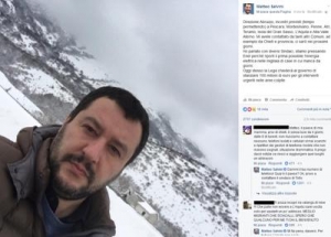 Salvini selfie sulla via dell'emergenza Abruzzo. D'Alessandro "sciacallaggio, nauseante"
