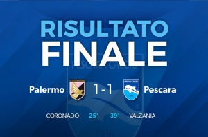 Palermo Pescara 1 1, grande prestazione dei biancazzurri.