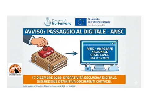 Montesilvano, digitalizzazione dei servizi demografici