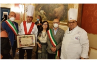 Pino Finamore Sindaco Villa Santa Maria e Pres. Cuochi dìAbruzzo-Chieti Domenico Di Nucci Vice Pres.Chieti -Cinzia Di vincenzo Funz. Prefettura Chieti, Diego Ferrara sindaco di Chieti - Santino Strizzi - Chef -Vice Pres. Cuochi D’Abruzzo