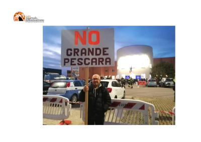 Montesilvano. La 'protesta informativa' Di Stefano durante visita del Presidente Meloni: No alla Grande Pescara.