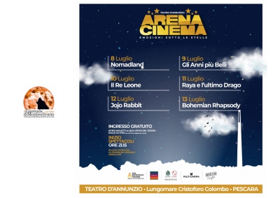 Pescara. Emozioni sotto le stelle al Teatro d’Annunzio con il cinema all’aperto gratis