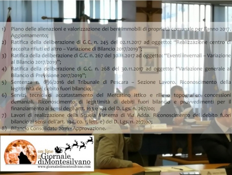 Montesilvano, domani consiglio comunale, variazioni di bilancio