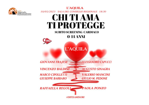 L'Aquila: 'Chi ti ama ti protegge' incontro su screening cardiaco da zero ai 14 anni