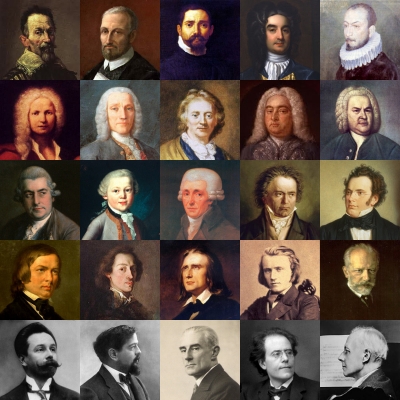 Alcuni compositori della storia della muica classica.