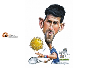 Novak Đoković nel cartoon di Marco D'Agostino, illustratore pescarese