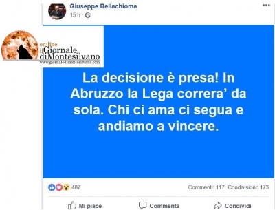 l'annuncio sul social