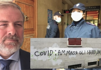 "Covid ammazza gli sbirri" nella foto