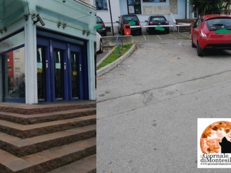 La banca dove è avvenuta la rapina e il parcheggio dove era fermo il portavalori