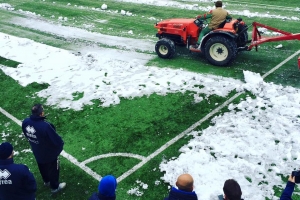 Il campo ieri prima della partita