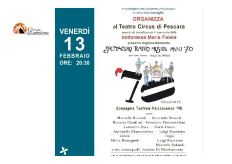 Pescara, spettacolo di beneficenza al Teatro Circus: “Settanta – Voglia di te”, teatro-musica anni ’70