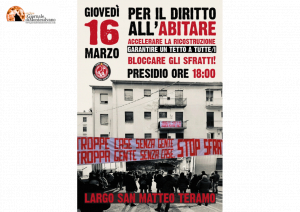 Teramo/Ater. Centro Politico in piazza: Presidio per la casa per il diritto all'abitare.