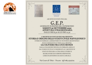 GEP: 2 eventi nell'Archivio di Stato di Pescara