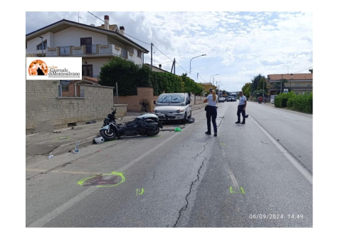 Montesilvano, incidente sulla Via Vestina. Bloccata la strada per i rilevamenti.