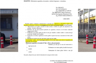 Lettera inviata alla P.A. che segnala la situaizone in via Crati