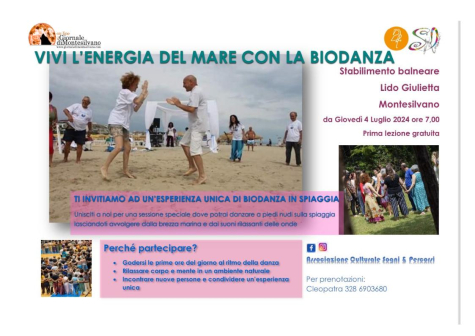 Montesilvano, biodanza in riva al mare con Sogni &amp; percorsi e Cleopatra Sideri.