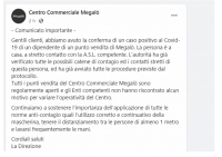 comunicato sul social del centro commerciale