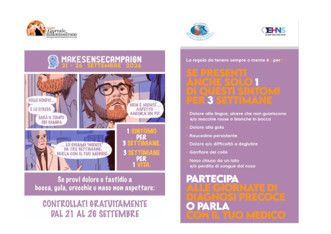 Tumori testa-collo: visite gratuite all’Ospedale di Pescara il 22 e 23 settembre per la Make Sense Campaign 2026