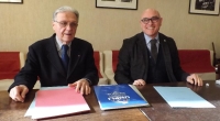 Giulio De Collibus e Nazareno Di Giovanni durante la firma della convenzione Archeoclub - Unpli
