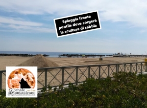 Questa mattina gli operai del comune hanno lavorato per attrezzare la spiaggia per la scultura di sabbia