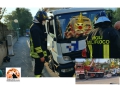 il camion incastrato nella voragine