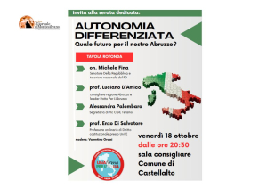Tavola rotonda su “Autonomia Differenziata: quale futuro per il nostro Abruzzo?”