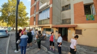 il palzzo con ascensore bruciato