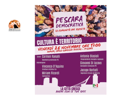 “Cultura è territorio”, evento PD all'Aurum, "confronto sullo stato di salute della cultura cittadina"