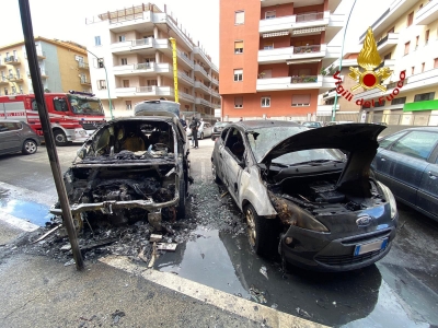 Pescara, incendio in via Malagrida tre auto coinvolte