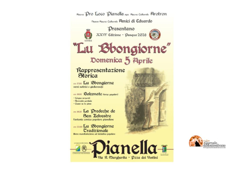 Pasqua: a Pianella torna la Rappresentazione Storica “Lu Bbongiorne”