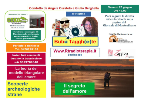 Il segreto dell'amore a Bubù Tagghete oggi su rtradioterapia.it