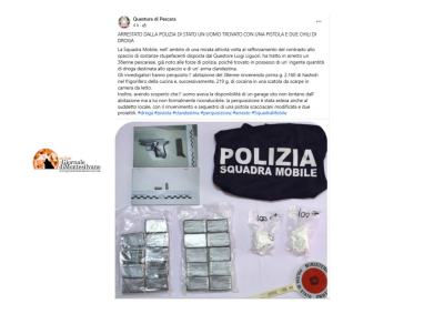 Pescara, ingente partita di droga nel frigo e scatola scarpe arrestato spacciatore.