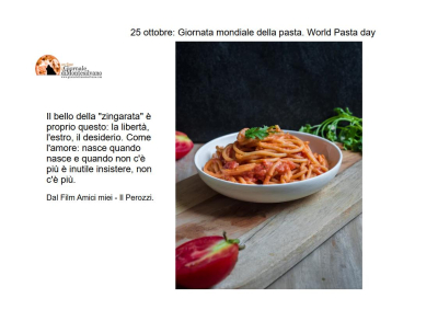 25 ottobre: giornata mondiale della pasta.