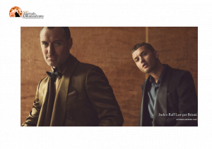 Jude Law posa per Brioni, dal sito del marchio