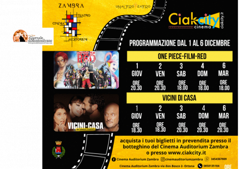 Ortona. Cinema Zambra, la programmazione dal 1 al 6 dicembre