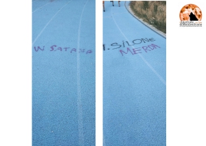 Montesilvano/vandalismo, scritte sparay sulla pista dello stadio Mastrangelo