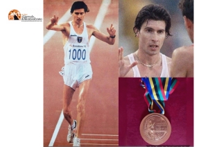    Nella foto allegata: il grande marciatore pescarese Giovanni De Benedictis, medaglia di bronzo ai Giochi olimpici di Barcellona 1992.