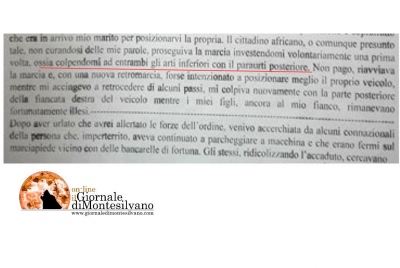 estratto della denuncia in questura